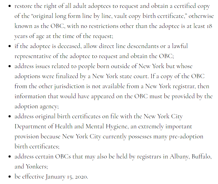 New York Adoptee Birth Certificate